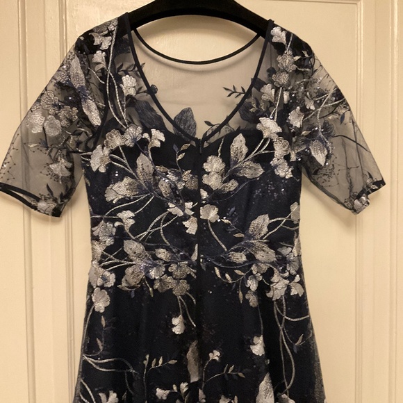 Teri Jon by Rickie Freeman Embroidered Tulle Tea Dress size 10 - Picture 5 of 11